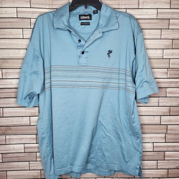 Ashworth‎ Men's Large Polo Shirt Blue Short Sleeve Top - Picture 1 of 12